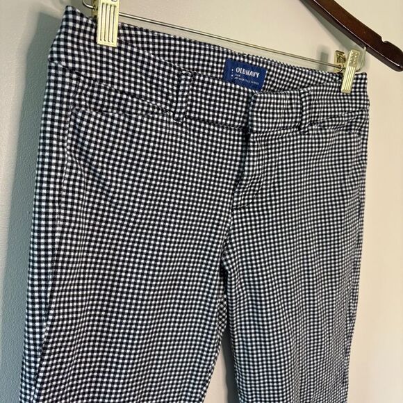 Old Navy Black White Gingham Tapered Dress Pants Pixie Mid-rise Grunge Retro - Picture 9 of 14